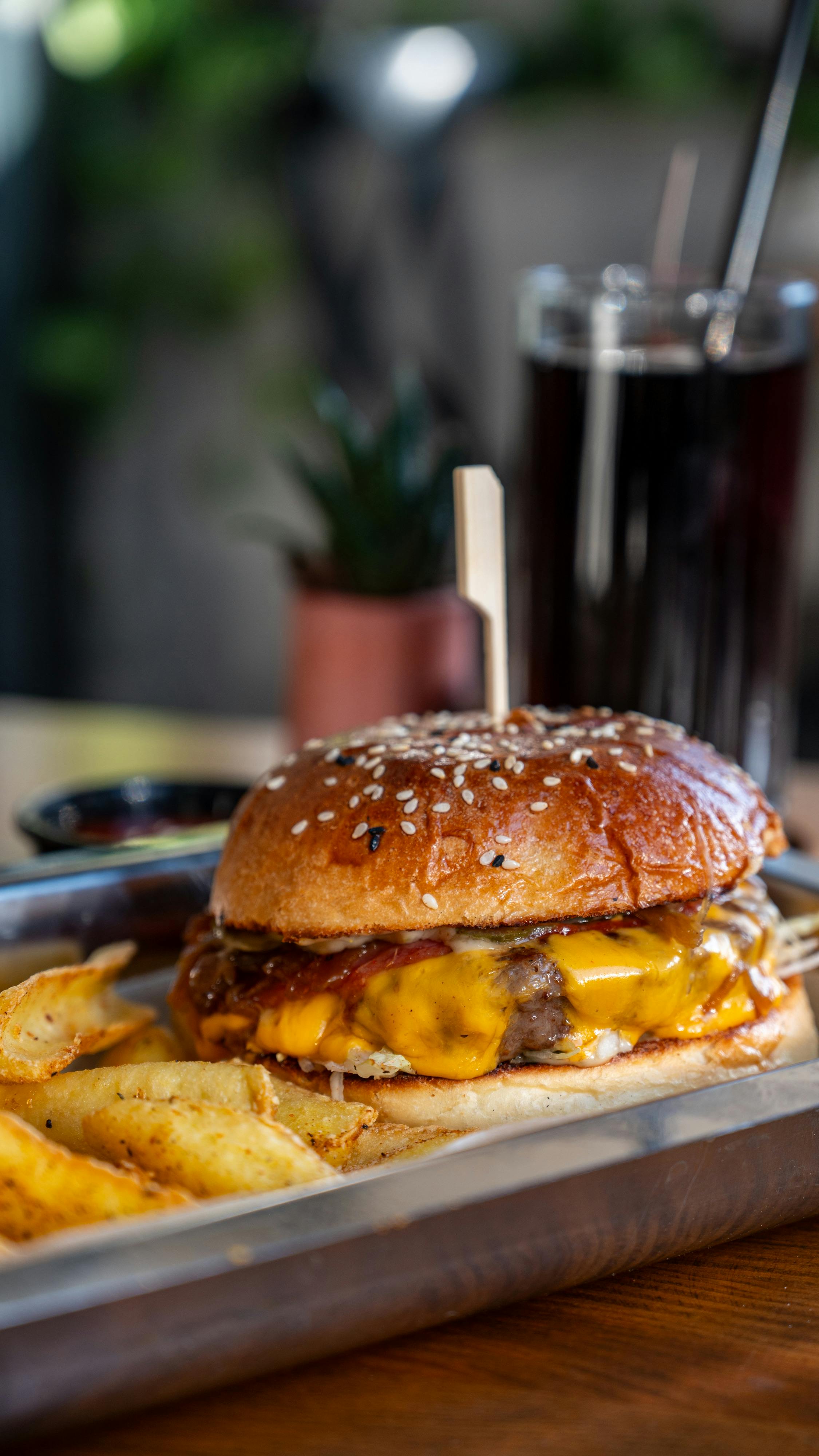 Burger with fries calories